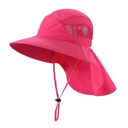 Home Prefer UPF50 Wide Brim Kids Sun Hat Neck Flap Boys Girls Sun Protection Hat for Beach Fishing