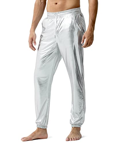 Casey Kevin Pantalones Metalizados Hombre Brillante Lentejuelas Pantalón Metálicos Pantalon Largos Hombre Brillo Fiesta Disco