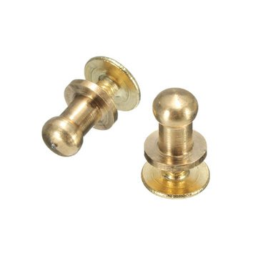 Generic 5Pcs Stud Screw Round Head Solid Brass Nail Rivet Chicago Button DIY Leather [7Mm]-image-29