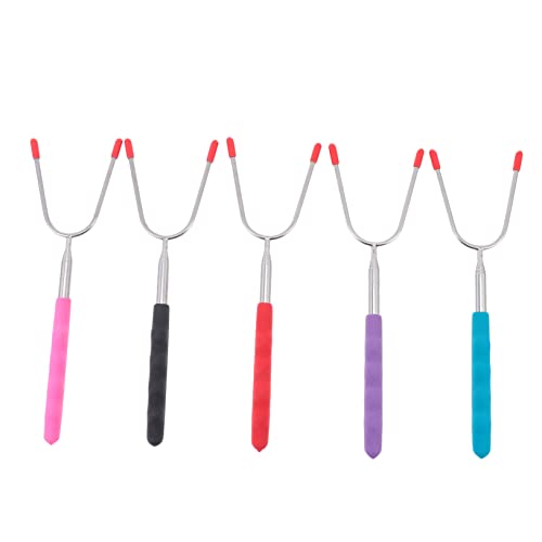 ifundom 5Pcs Telescopic Stainless Steel Bbq Forks Non Slip Grilling Forks for Camping Outdoor Cooking and Barbecue Gatherings Durable Rustproof Easy to Store Housewarming present