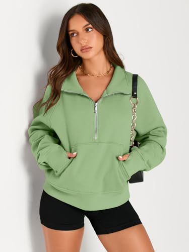 Image of AUTOMET Womens Sweatshirts Half Zip Cropped Pullover Fleece Quarter Zipper Hoodies 2026 Fall Fashion Outfits Clothes