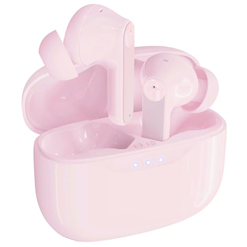 Image of Soundwave A1 Plus (2025 Edition) Active Noise Cancelling Earbuds, 6 Mics, 48H Total Playtime, 15 Mins = 6 Hours Playtime - Pink