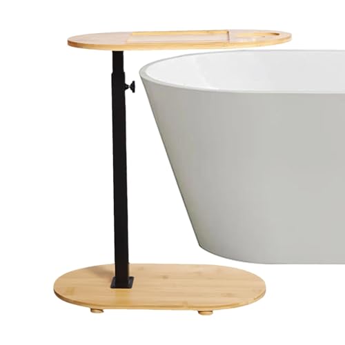 Versatile Bathtub Tray Table with Adjustable Height, Freestanding Shelf for Hot Tubs and Bathing,...