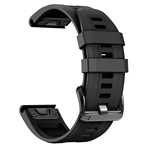 ANCOOL Compatible with Garmin Fenix 6S/5S/7S Watch Band 20mm Soft Silicone Watch Band Replacement for Fenix 8 43mm/6S Pro/7S Pro/5S Plus Smartwatch Bands (Black)