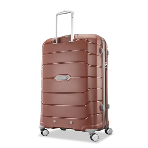 Image of Samsonite Freeform Large Checked Luggage with Dual 360 Spinner Wheels - TSA Lock, Airline-Approved - Lightweight Durable Polypropylene Expandable Hardshell - Burnt Orange