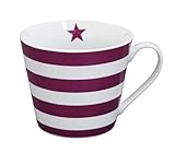 jumbotasse gestreift Material: Porzellan Krasilnikoff - Happy Cup - Tasse - Pflaume gestreift - Porzellan - H9 x Ø10 cm