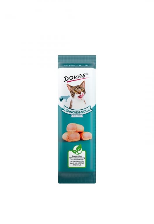 Dokas Gato Snack Natural | Rollitos De Pollo con Ternera | 32 x 10 Gr |