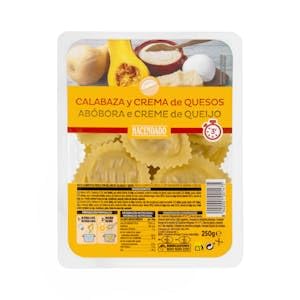 Pasta fresca medialunas calabaza y crema de quesos Hacendado Bandeja 250 g Pack 2