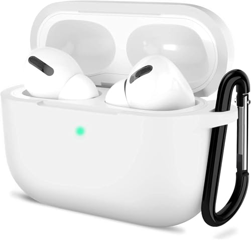 Sounce AirPods Pro Silicone Case with Carabiner – Milky White, Wireless Charging Compatible – 84% OFF