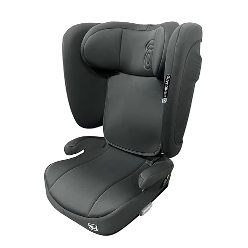 Asalvo OMNIGUARD Silla de Auto i-Size (100-150 cm), Con Isofix y Cinturón del Vehículo, Solo en Sentido de la Marcha, Reposacabezas Ajustable, Plegable, Con Funda Lavable, Gris