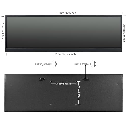Image of wisecoco 12.6 Inch Secondary Screen FHD IPS Stretched Bar LCD Display 1920X515 Mini HDMI for Laptop Computer Health Speed Windows Aida64 Sub CPU GPU Display (No Touch Monitor)