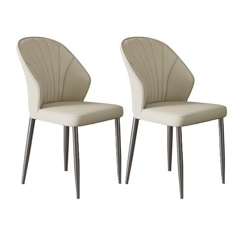 Silla de comedor nórdico, silla de cocina tapizada de cuero con respaldo decorativo, patas de metal negro para uso doméstico y comercial