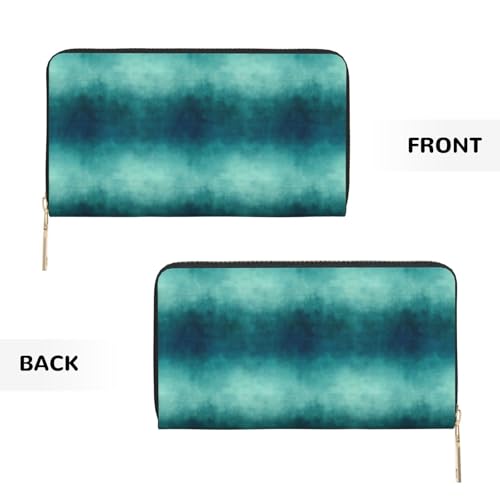 Light Green Pattern Print Wallet Women Men, Long PU Leather Wallets for Women, Cute Womens Travel Wallet Purse Pouch with Zipper Pocket2