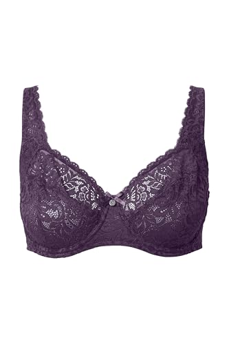 Soutien-gorge à armatures violet en dentelle florale bonnet C taille 52C - 3