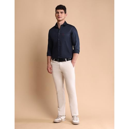 Image of U.S.Polo Association Men's Solid Tailored Fit Satin Shirt