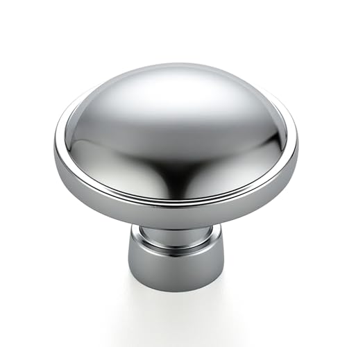 Image of Ravinte 10 Pack 1-1 /4 Inch Diameter Kitchen Cabinet Knobs Polished Chrome Dresser Knobs Round Solid Cabinet Drawer Pulls for Kitchen Cupboard Hardware