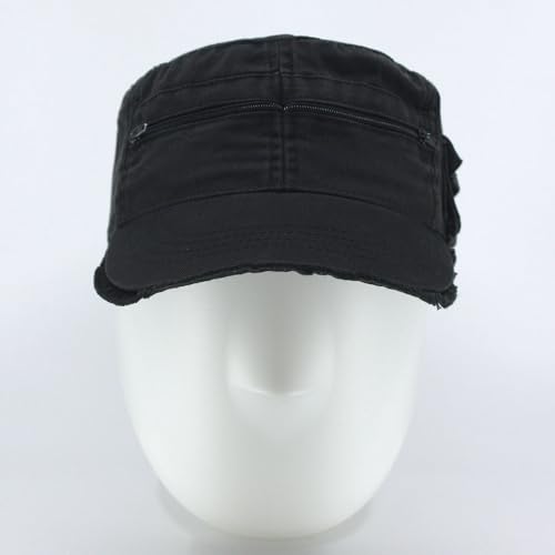 Image of The Vintage Year Washed Cotton Distressed Cadet Hat - Tactical Military Baseball Cap for Men & Women, Outdoor Casual Wear