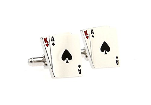 MRCUFF Ace King Blackjack Big Slick Cards Poker Gambling Casino Pair Cufflinks in Presentation Gift Box & Polishing Cloth2