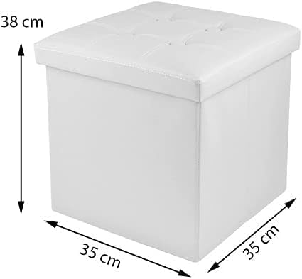 PUFF POUF CONTENITORE QUADRATO ECOPELLE PANCA BAULE 38X38CM TRAPUNTATO BOTTONI (TORTORA, CON BOTTONI) (grigio)