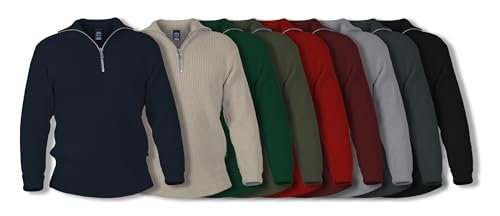Pull marin col camionneur rouge en laine zippé taille 46 - 4