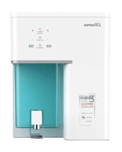 Image of Aqua Innovica RO Water Purifier with RO + Active Copper with Alkaline Technology | 7 Stage Purification |10 Litre Storage | Capacity 12 Litre per hr. | UV LED (Candy White Aqua Green)