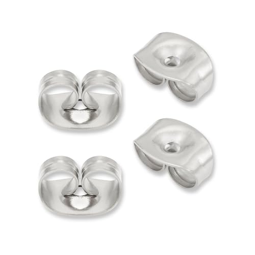 Ohrring Verschluss Edelstahl (2 Paar) | Silberner Ohrstecker Verschluss als Ersatz oder für Schmuckherstellung | 316L Edelstahl in Silber