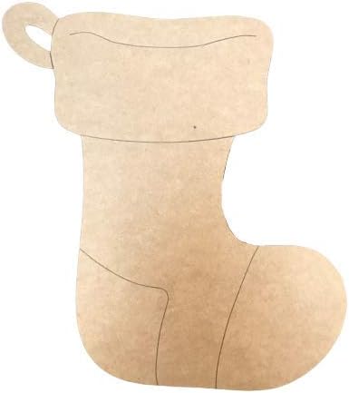 Blank Christmas Stocking Wall Craft Wood Cutout, Paintable Unfinished Shape, Door Hanger 12''