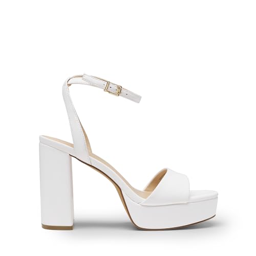 DREAM PAIRS Platform High Heels for Women,White-Pu,9 - image 3