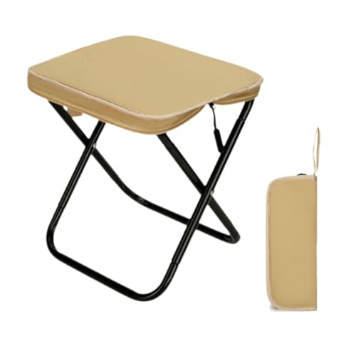 Lljsszr Camping Stool Adults Folding 130 kg Load Bearing Fishing Stool x Shaped Frame for Backpacking BBQ Traveling Backyard Queuing, Khaki