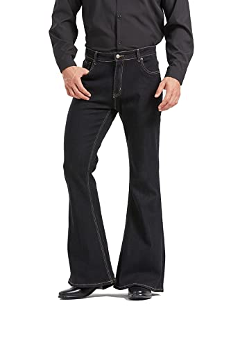 Men's Relaxed Vintage 60s 70s Bell Bottom Stretch Fit Classic Comfort Flared Flares Retro Leg Disco Denim Jeans Pants2