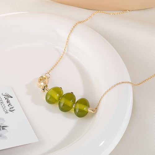 Green Olive Martini Pendant Necklace for Women | Olive Martini Cocktail Necklace for Women | Martini Jewelry Gift for Women2