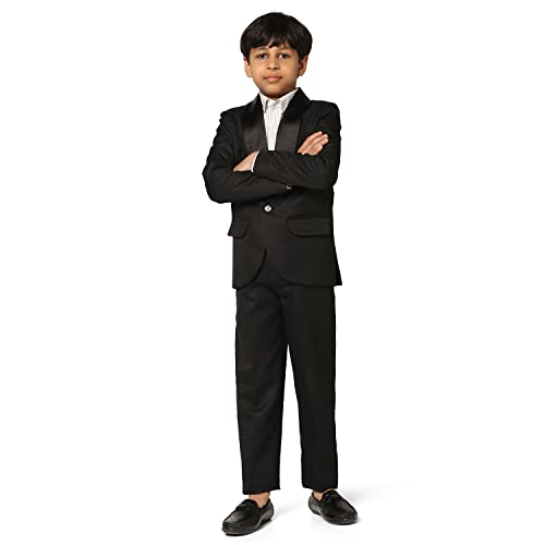 Image of TAHVO Boys Cotton Blend Solid Bandhgala Regular Fit Blazer