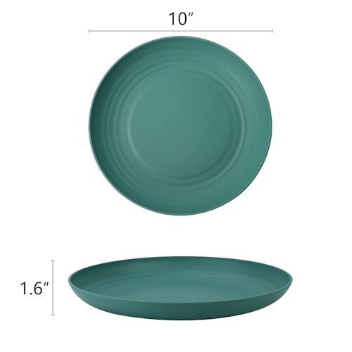 Image of Homienly Dessert & Salad Set - Unbreakable Wheat Straw Plates, 8-10 inch, Reusable (Green Series)
