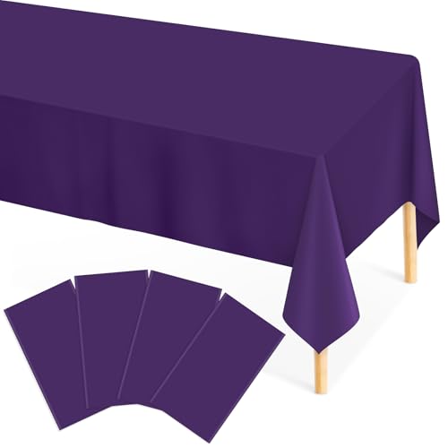 Image of Mulbozy 4 Pcs Purple Plastic Table Cloth Disposable, 54 x108 Inch