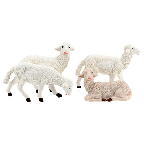  Holyart Pecore plastica Bianca 4 pz. per presepe di Altezza Media 16 cm