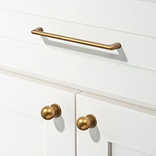 khtumeware 10 Pack 1 Inch (25mm) Diameter Round Solid Vintage Antique Brass Finish Kitchen Cabinet Knobs,Ball Cabinet knobs. - 2