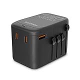 Philips CHP9000BK 65 W GaN Internationales Reiseladegerät 3 USB-C- und 1 USB-A-Anschlüsse, PD/QC-Schnellladevorgang, Universal-Steckeradapter (USA/UK/EU/AUS), Schwarz