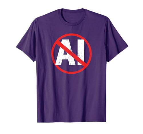 Anti AI Art Movement Warning Sign AI Free Artist Protest T-Shirt