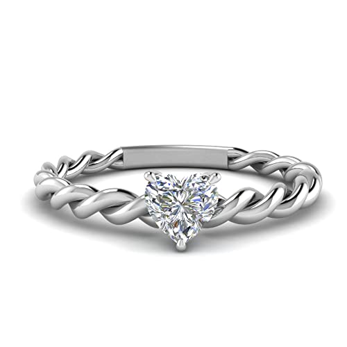 Image of 55Carat Choose Your Gemstone Twisted Solitaire Braided Ring Sterling Silver Heart Shape Solitaire Engagement Rings Ornaments Surprise for Wife Symbol of Love Clarity Comfortable US Size 4 to 12