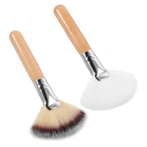 MERRYHAPY Face Powder Brush Set 2pcs Makeup Brush for Foundation Blush Long Handle Short Handle for Highlighter Professional Makeup Tools