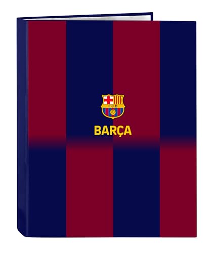 safta 1° KIT FC BARCELONA 25/26 - Cartella a 4 anelli, ideale per bambini di diverse età, comoda e versatile, qualità e resistenza, 26,5x33 cm