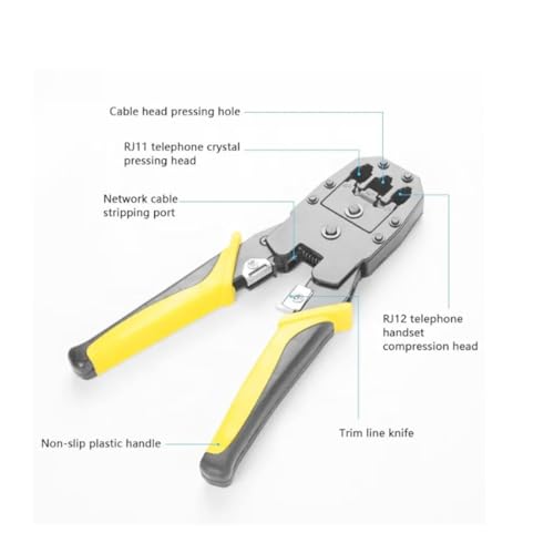 Image of XIKKART RJ45 Crimping Tool, Wire Stripper And Cutter Tool, BOSI Modular Plug Ethernet Network RJ45 RJ11 RJ12 Crimping Tool, Network Cable Cutting Stripping Crimper