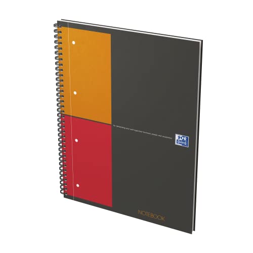 OXFORD Cahier International Notebook A4+ Petits Carreaux 5mm 160 Pages Reliure Intégrale Couverture Carte Gris