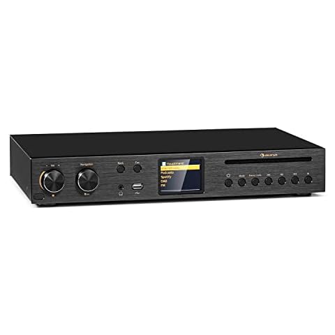 auna Star CD HiFi Receiver Amplifier, AV Receiver 5.1, Hifi Receiver, Hi-fi Receivers, Internet/DAB+/FM Radio, Amplifier HIFI, HiFi Receiver, CD Player, black Cover