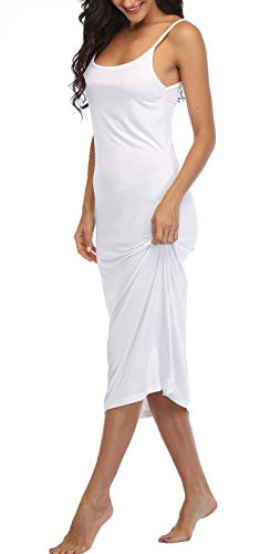 Summienlink Women's Full Slip For Under Dresses Sexy Long Sleeveless Nightgown Cami Dress (White, X-Large) #TOP4