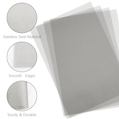 Drahtgitter Feinmaschig Edelstah, 4 Stück Metallgitter Edelstahl Gitter, 40 Mesh Drahtgeflecht, für Insektenschutzgitter, Mäusegitter, Filternetz, Lüftungsgitter(210 x 300mm)