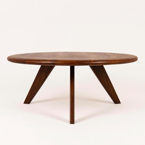 Image of Streem Furniture Solid Wood Coffee Table for Living Room, Dining Room, Bedroom, Kitchen, Office Home Decor (Round Centre Table, 55x55x40 CM)