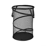 Netz-Wäschekorb, faltbarer Popup-Kleiderkorb mit atmungsaktivem, faltbarem Design für schmutzige Kleidung, Reisen oder Haushalt (klein 34 x 55 cm, schwarz)