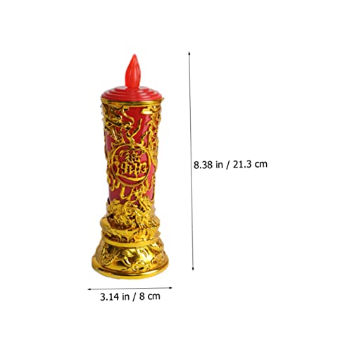Image of 1pair Led Electronic Candle Lights for Home Decor Flameless Pillar Candles with Chinese Style Design for Buddhism Worship Sacrifice Events and Daily Use