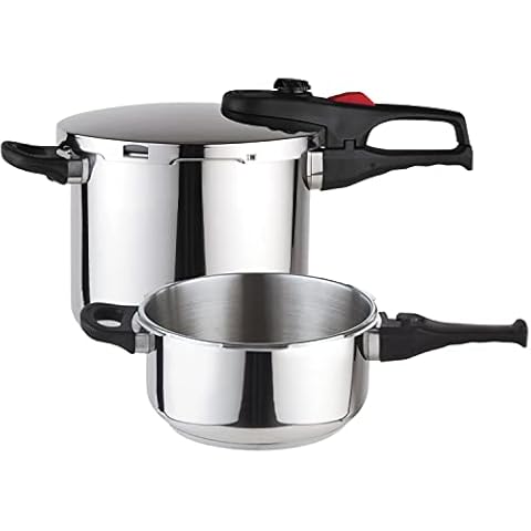 Praktika Plus, 4 + 6 Litre Pressure Cooker Set 22 cm 18/10 Stainless Steel Cover